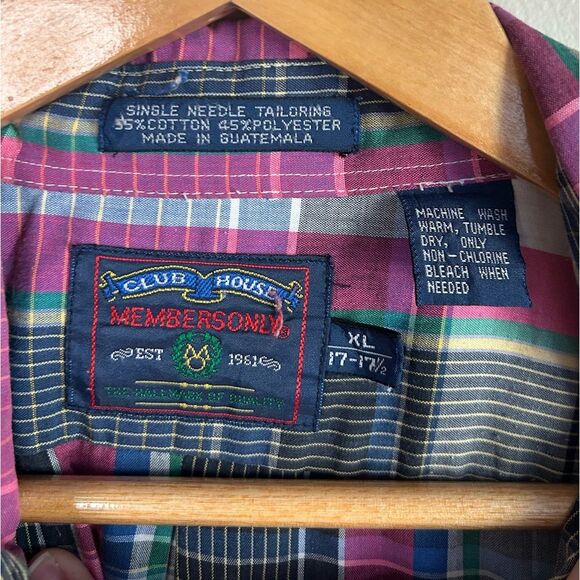 Club House Plaid Cotton Short Sleeve Casual Button Down Shirt Size XL - Picture 2 of 3